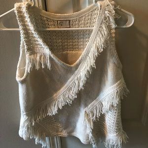 EUC Anthropologie cream colored Fringe Tank